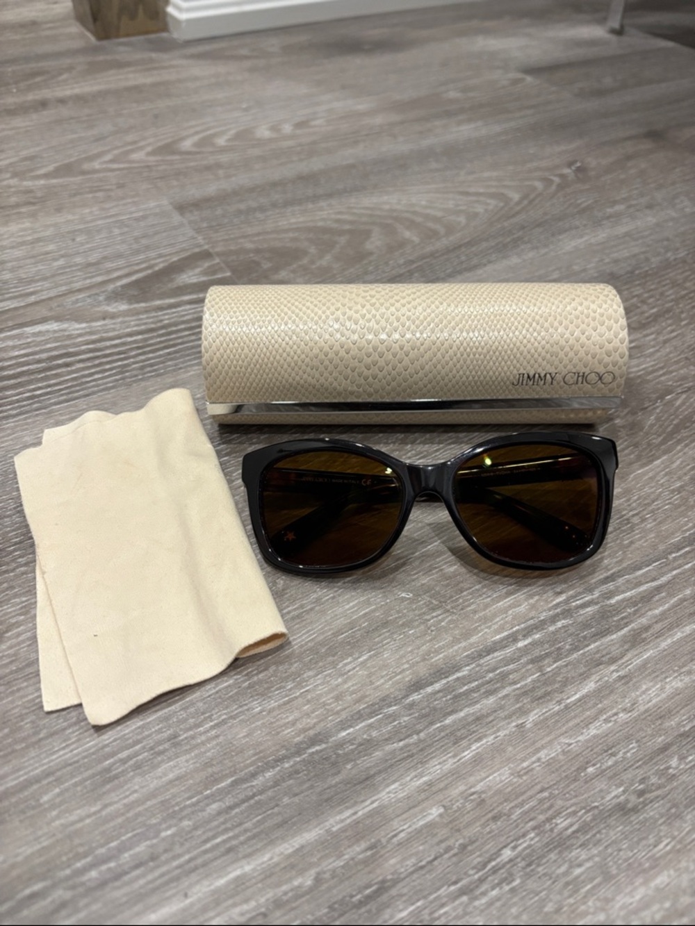 Jimmy Choo MIMI tortoiseshell Sunglasses with Brown Lenses and Cream Case